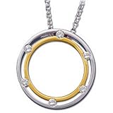 0.20 Ct.T.W. Round Brilliant Cut Diamonds in 14Kt. Two Tone Gold. Two Tone Diamond Fashion Necklace