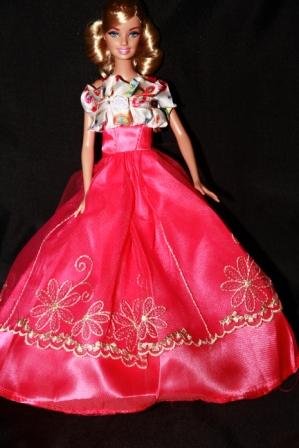 Pink Fiesta Barbie Sized Doll Gown