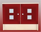WBU Waschbeckenunterschrank Ahorn Glas Rot-Opal