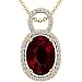 18K Yellow Gold Oval Cut Ruby And Round Diamond Pendant