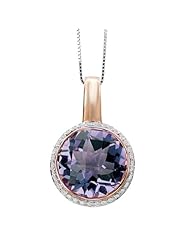 Tivolia Collection 14K Rose Gold Rose Quartz and Diamond Halo Pendant