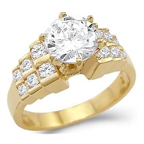 Size- 4 - New Solid 14k Yellow Gold Round Solitaire CZ Cubic Zirconia Engagement Ring 2.0 ct