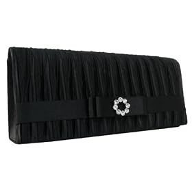 Satin Clutch Bag with Mirror, Black