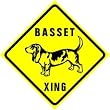 BASSET CROSSING sign street * dog pet caution