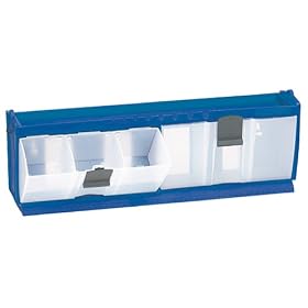 Akro-Mils 8366 Tilt and Lock Plastic Parts Storage Bin, Large, Blue
