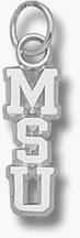 Michigan State Spartans Vertical MSU Polished Charm - Sterling Silver Jewelry