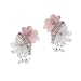 Pink White Mother-Of-Pearl Flower C.Z. Clip With Post Earrings (Holiday Special)