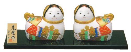 錦彩犬筥飾り（小）（松竹梅）<br>（陶器/雛人形）