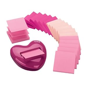 Post-it Pop-up Notes Value Pack, 3 x 3 Inch, Assorted Pink Colors, 18-Count, includes Heart-Shaped Dispenser (R330-18BCAVA)