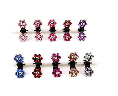 DCDEAL 10/20/30 pcs Crystal Rhinestone Mix Colored Bangs Women Girl Kids Baby Mini Flower Hair Claw Jaw Clip Hair Pin Hair Accessories