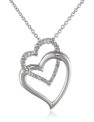 Sterling Silver Diamond Interlocking Heart Pendant Necklace (0.02 cttw, I-J Color, I3 Clarity), 18"