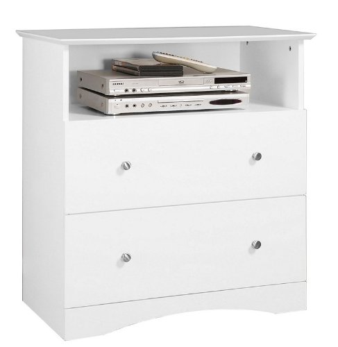 Solid Wood Entertainment Center - White