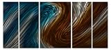 Warm Cool Currents II Abstract painting on metal wall art by artist Ash Carl - modern home decor - contemporary wall art