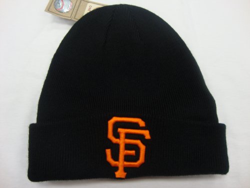 San Francisco Giants Beanie Cuffed Beanie Knit Hat Raised Logo-black