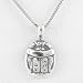 Double Sided Scarab Beetle Pendant with Hieroglyphics in Sterling Silver on 16" Sterling Silver & Rhodium Box Chain, #8697