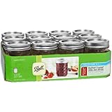 Ball Jar Crystal Jelly Jars with Lids and Bands, 8-Ounce, Quilted, Set of 12