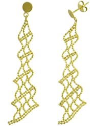 14 Karat Yellow Gold Diamond-Cut Open Weave Dangle Earrings