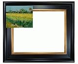 Art Reproduction Oil Painting - Van Gogh Paintings: View of Arles with Irises with Vintage Creed Frame - Distressed Rich Black Stained Wood with Gold Liner - 29
