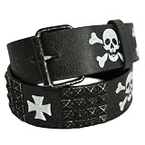 BLACK BELT WHITE SKULLS IRON CROSS & SPIKES - XL