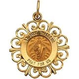 CleverEve's 14K Yellow Gold 18.5 Rd St Jude Pend Medal