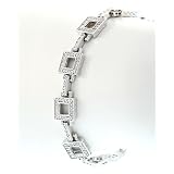 Square Link Pave Diamond Bracelet in white gold by Zasha Signature Jewelry