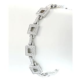 Square Link Pave Diamond Bracelet in white gold by Zasha Signature Jewelry by
