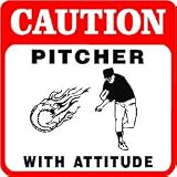 CAUTION: PITCHER WITH ATTITUDE baseball sign