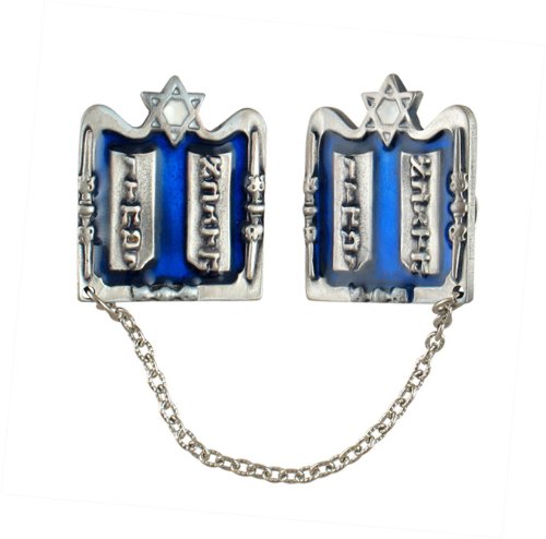Silver Plated Ten Commandments Tallit Clips