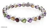 Amethyst and garnet bracelet, 'Bright Elegance' 0.2 W 7.1 L