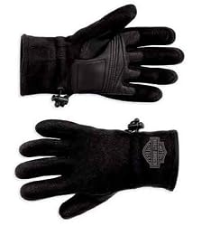Harley-Davidson&reg; Men's Bar & Shield Full-Finger Fleece Gloves. Windproof with leather palms. 98215-10VM