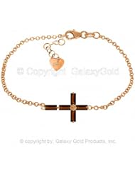 Garnet Cross Bracelet in 14k Rose Gold