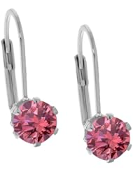 1.80 Ct Round Pink Diamond 14K White Gold Earrings