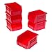 Akro-Mils 8212 Six Pack of 30210 Plastic Storage Stacking AkroBins for Craft and Hardware, Red