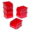 Akro-Mils 8212 Six Pack of 30210 Plastic Storage Stacking AkroBins for Craft and Hardware, Red