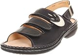 Finn Comfort Women's Saloniki Sandal,Black Nappa/Okapi,36 EU (US Women's 5 M)