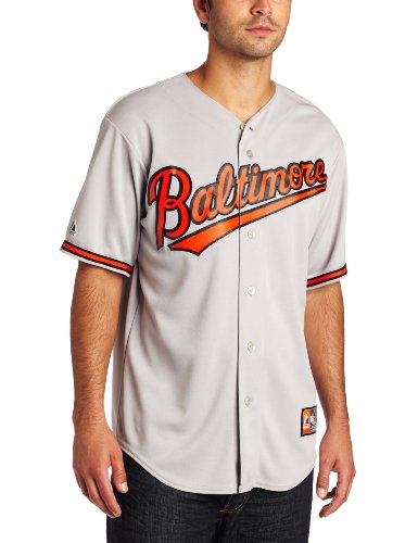 MLB Men's Baltimore Orioles Matt Wieters Road Gray Short Sleeve 6 Button Synthetic Replica Baseball Jersey Spring 2012  (Road Gray, Small)