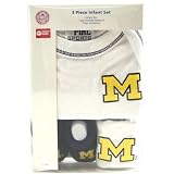 MICHIGAN WOLVERINES ONESIE BIB BOOTIE BABY GIFT SET 3-6 MOS