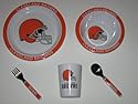 CLEVELAND BROWNS Team Logo 5 Piece BABY / CHILD DINNER SET (Sipping cup, Plate, Bowl, Fork, and Spoon)
