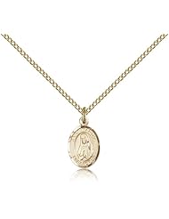 Gold Filled Saint St. Martha Medal Pendant 1/2 x 1/4 Inches Maids/Innkeepers-9075- Comes with a Gold Filled Lite Curb Chain Neckace And a Black velvet Box