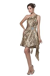 One Shoulder Sleeveless Acrylic Evening Dress 