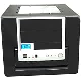 EV Shiny Piano Black 500watt MATX Cube Case with Acrylic Side/Top Windows,Blue 12cm Fan