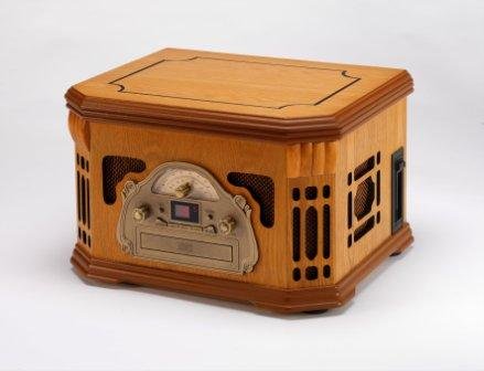 Childrens Toyshop  Electronics : WOODEN RETRO NOSTALGIC MUSIC CENTRE TURNTABLE CD LIGHT