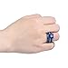 JunXin® Two Pieces Black Gold Bridal Wedding Set Princess Cut Sapphire Blue Main Stone Size5/6/7/8/9/10/11(7)