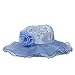 LOCOMO Women Floral Pattern Chiffon Layer Kentucky Derby Wide Brim Hat FFH148BLU