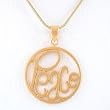 Round PEACE Word Pendant in Gold Vermeil on 16" Snake Chain, #8333