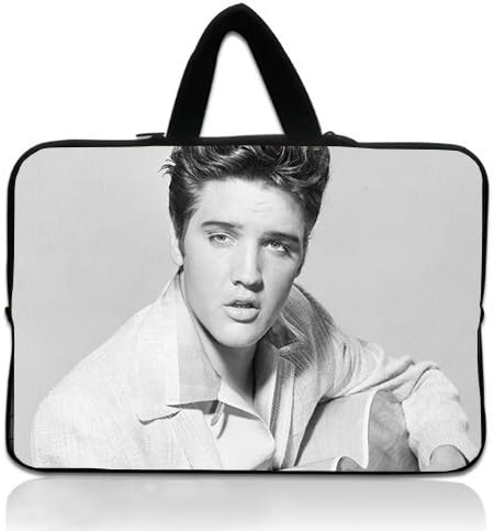 HUADO New Style elvis presley singer musician bw Laptop Handbag Portable Laptop Carrying Bag Twin Sides Patterns Waterproof Canvas Fabric Case for 15 15.6 Inch Laptop