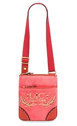 Juicy Couture Terry Heart Tassel Crossbody Messenger Swing Bag Purse Pink