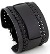 Nemesis NW-K Black Wide Leather Cuff Wrist Watch Band
