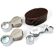 3Pc 30x Dual 20x 10x Silver Combo Loupe Set Magnifiers