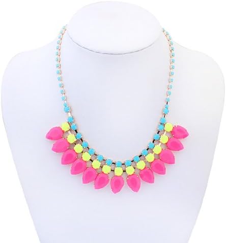 Simplifestyle Fashion Casual Feel Super Star Flashing Design Candy Coloured Pendant Necklace(Rose Red Style)